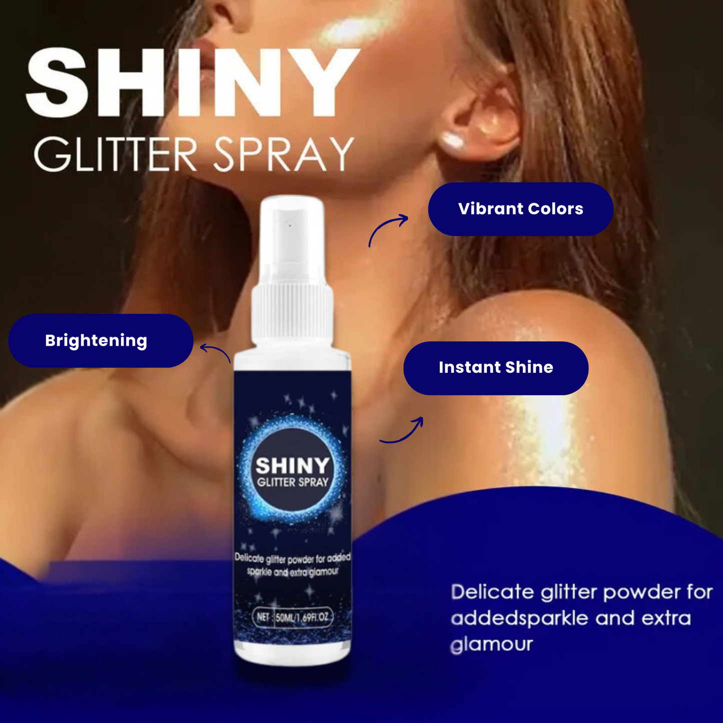 Body Glitter Spray, Shimmer Silver Glitter Hairspray for Women 50ML BUY 1 GET 1 FREE